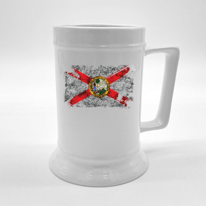 Distressed Vintage Retro Usa Patriotic Fl State Florida Flag Front & Back Beer Stein