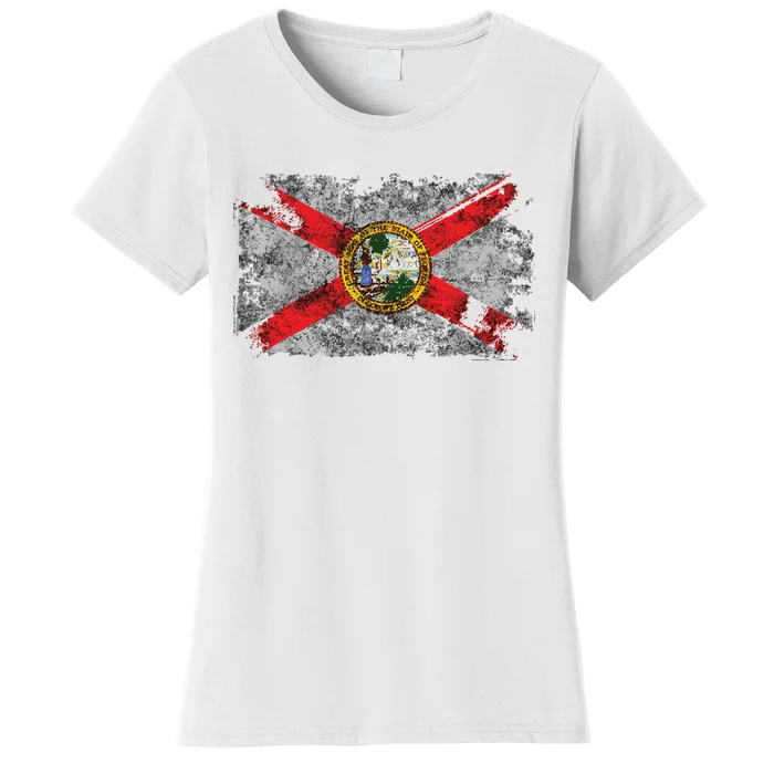 Distressed Vintage Retro Usa Patriotic Fl State Florida Flag Women's T-Shirt