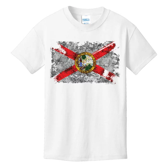 Distressed Vintage Retro Usa Patriotic Fl State Florida Flag Kids T-Shirt