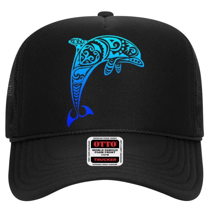 Dolphin Vintage Retro Throwback Vacation High Crown Mesh Trucker Hat