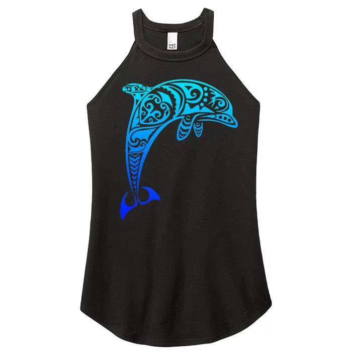 Dolphin Vintage Retro Throwback Vacation Women’s Perfect Tri Rocker Tank