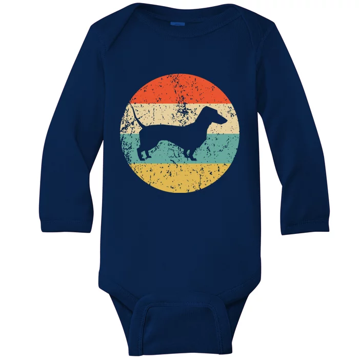 Dachshund Vintage Retro Dachshund Dog Baby Long Sleeve Bodysuit