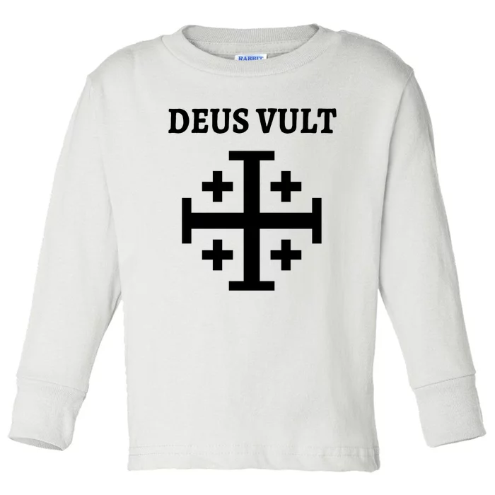 Deus Vult Roman Catholic Toddler Long Sleeve Shirt