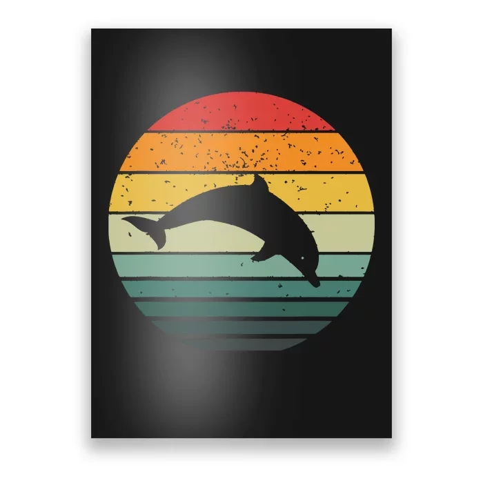 Dolphin Vintage Retro Sunset Tees 60s 70s Style Poster