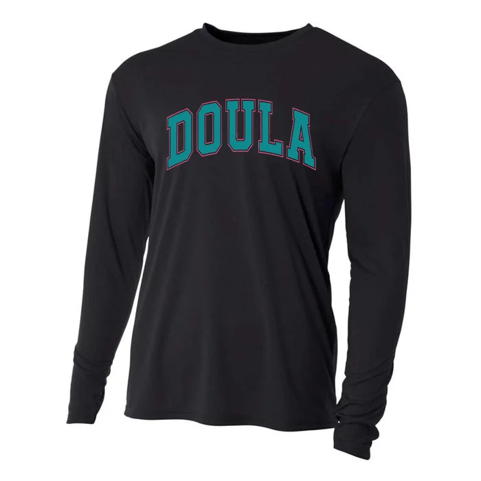 Doula Vintage Retro Birth Doula Postpartum Doula Midwifery Cooling Performance Long Sleeve Crew