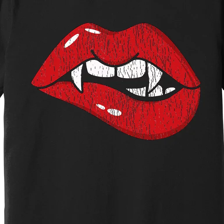 Dracula Vampire Red Lips Th Bite Halloween Costume Premium T-Shirt