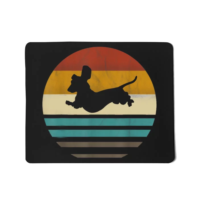 Dachshund Vintage Silhouette 60s 70s Retro Grunge Dog Lover Mousepad