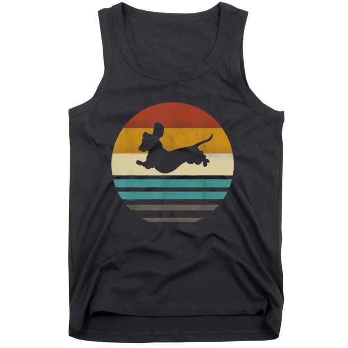 Dachshund Vintage Silhouette 60s 70s Retro Grunge Dog Lover Tank Top