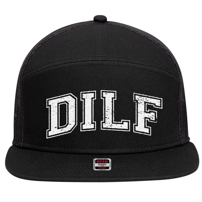 Dilf Varsity Style Dad Older More Mature 7 Panel Mesh Trucker Snapback Hat