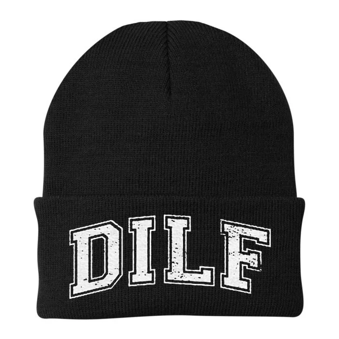 Dilf Varsity Style Dad Older More Mature Knit Cap Winter Beanie