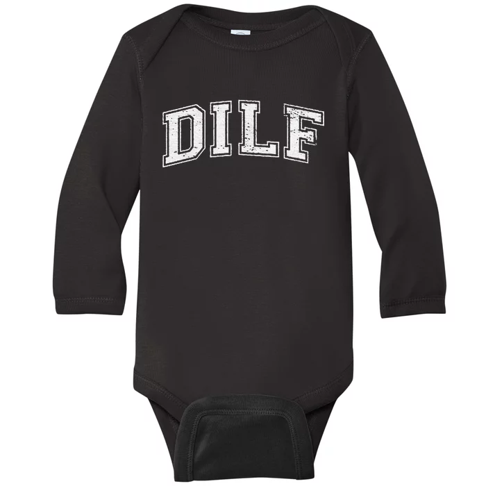 Dilf Varsity Style Dad Older More Mature Baby Long Sleeve Bodysuit