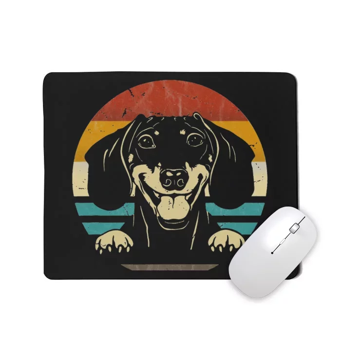 Dachshund Vintage Silhouette 60s 70s Retro Gifts Dog Lover Mousepad