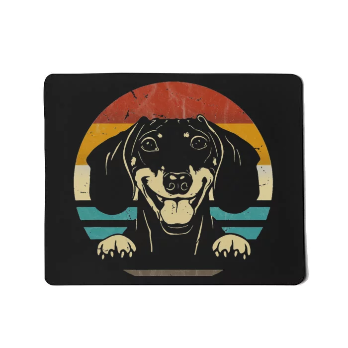 Dachshund Vintage Silhouette 60s 70s Retro Gifts Dog Lover Mousepad