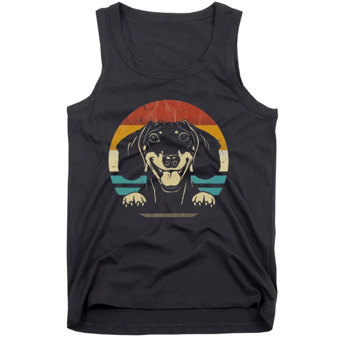 Dachshund Vintage Silhouette 60s 70s Retro Gifts Dog Lover Tank Top