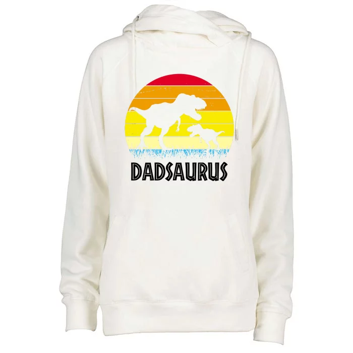 Dadsaurus Vintage Sunset Womens Funnel Neck Pullover Hood