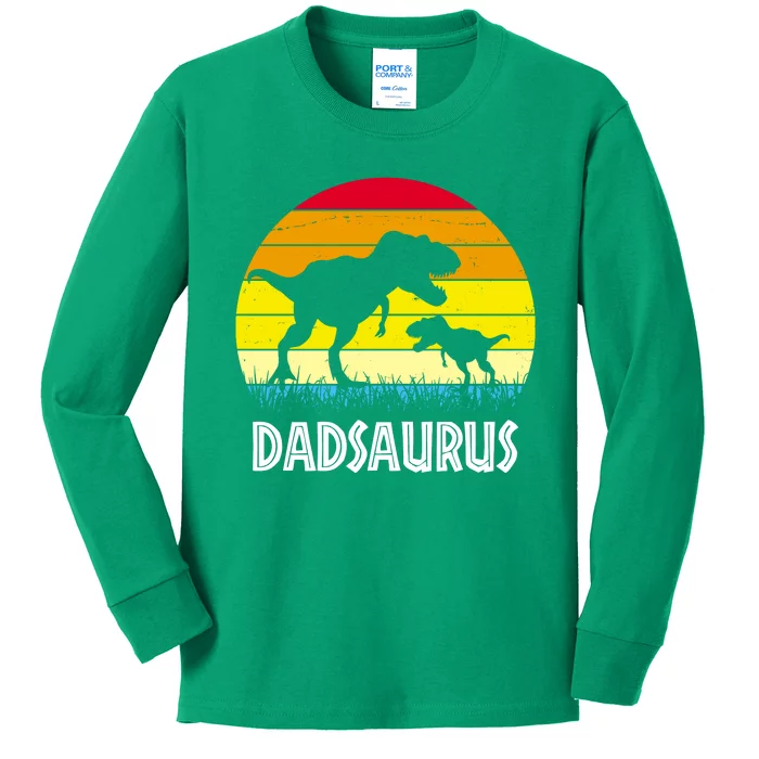 Dadsaurus Vintage Sunset Kids Long Sleeve Shirt