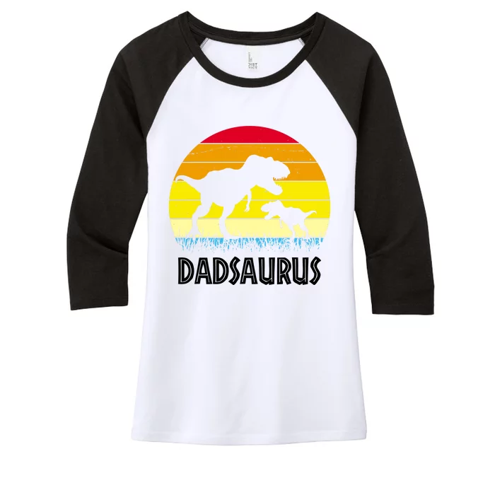 Dadsaurus Vintage Sunset Women's Tri-Blend 3/4-Sleeve Raglan Shirt