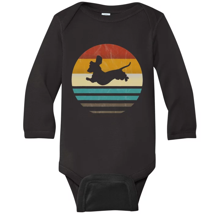 Dachshund Vintage Silhouette 60s 70s Retro Baby Long Sleeve Bodysuit