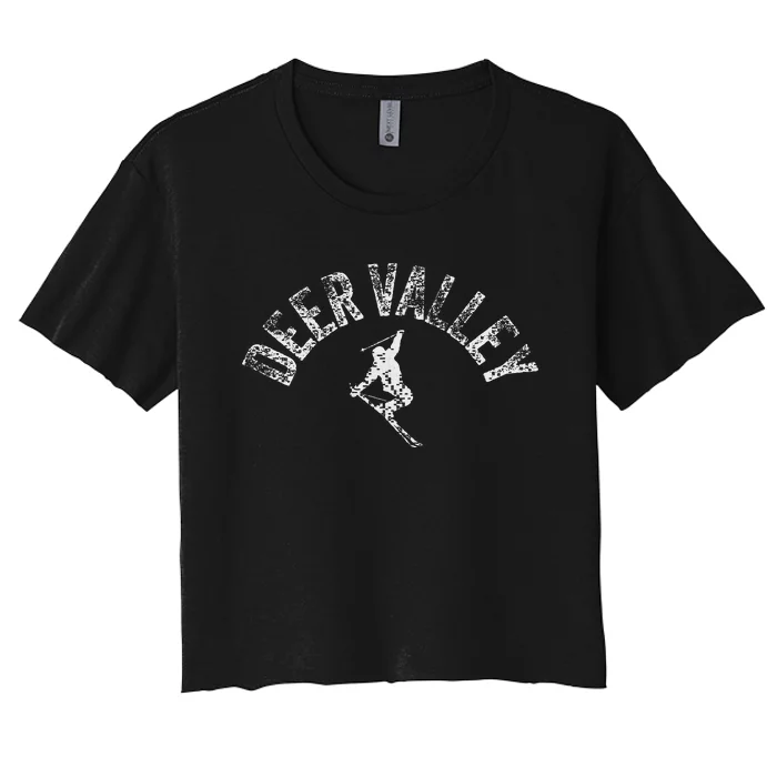 Deer Valley Ski Utah Skiing Cool Valley Skier Gear Women's Crop Top Tee