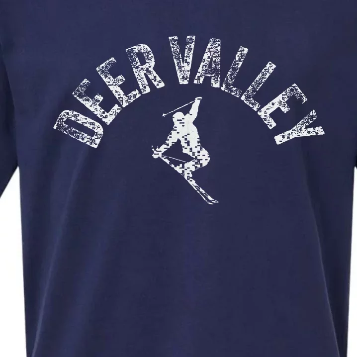 Deer Valley Ski Utah Skiing Cool Valley Skier Gear Sueded Cloud Jersey T-Shirt