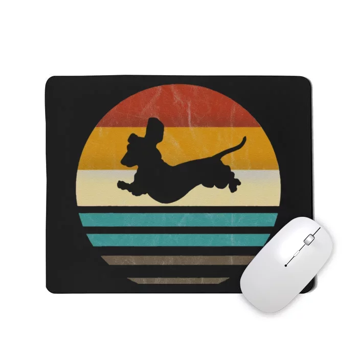 Dachshund Vintage Silhouette 60s 70s Retro Grunge Dog Lover Mousepad