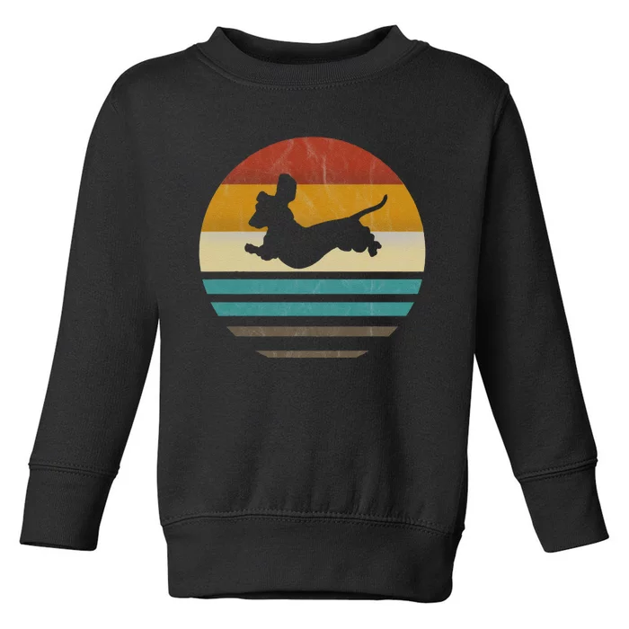 Dachshund Vintage Silhouette 60s 70s Retro Grunge Dog Lover Toddler Sweatshirt