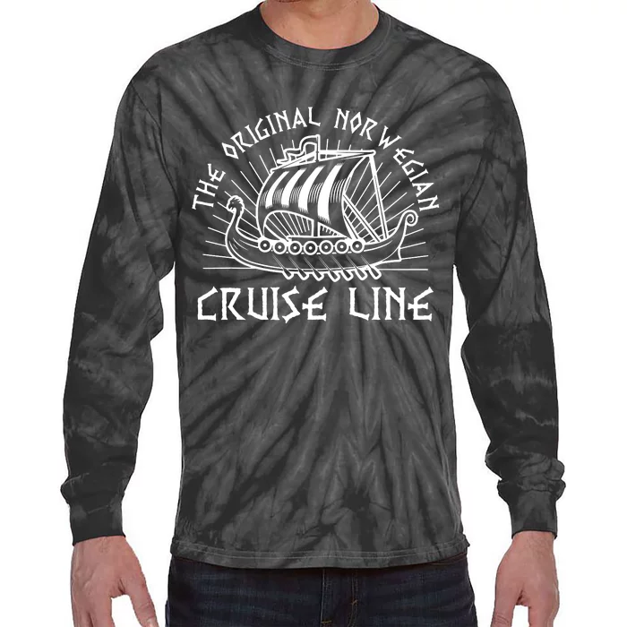 Drakkar Viking Ship Original Norwegian Cruise Line Norse Tie-Dye Long Sleeve Shirt