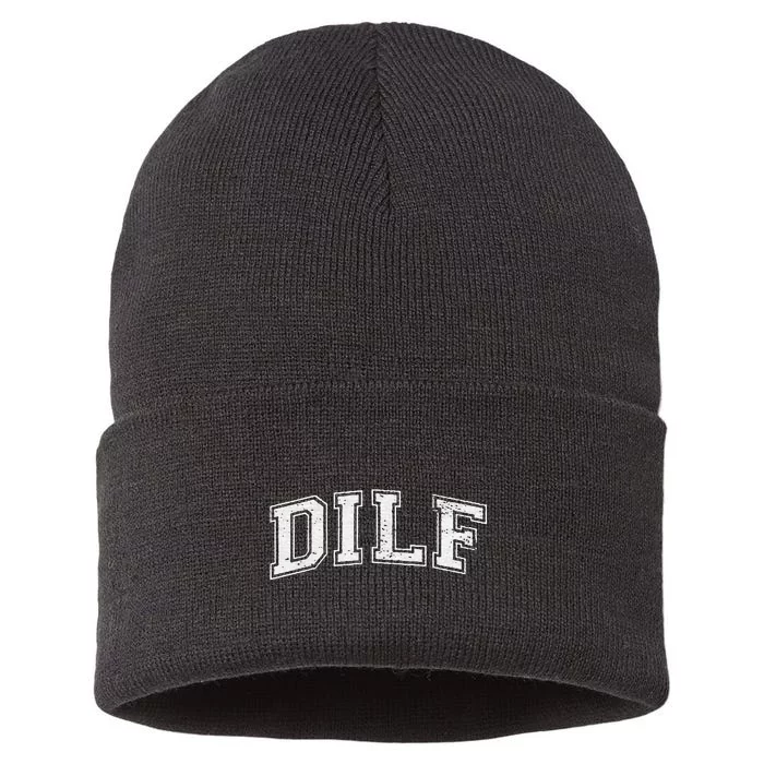 Dilf Varsity Style Dad Older More Mature Sustainable Knit Beanie