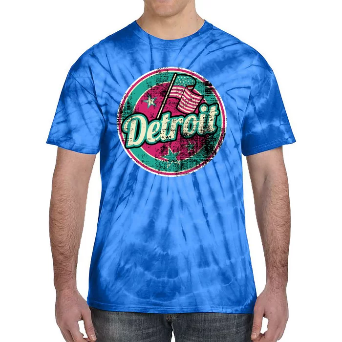 Detroit Vintage Style Rust Logo Tie-Dye T-Shirt