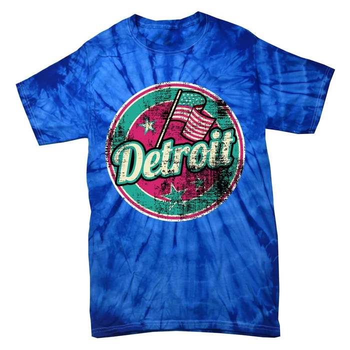 Detroit Vintage Style Rust Logo Tie-Dye T-Shirt