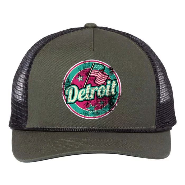 Detroit Vintage Style Rust Logo Retro Rope Trucker Hat Cap