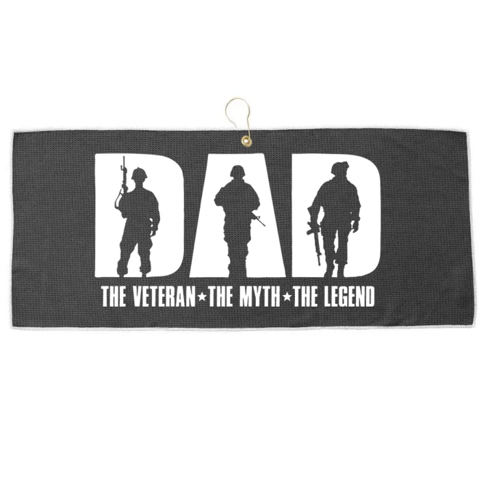 Dad Veteran The Myth The Legend Fathers Day Dad Gifts Large Microfiber Waffle Golf Towel