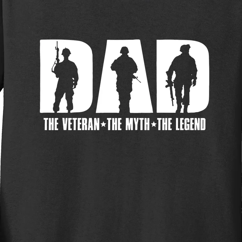 Dad Veteran The Myth The Legend Fathers Day Dad Gifts Kids Long Sleeve Shirt