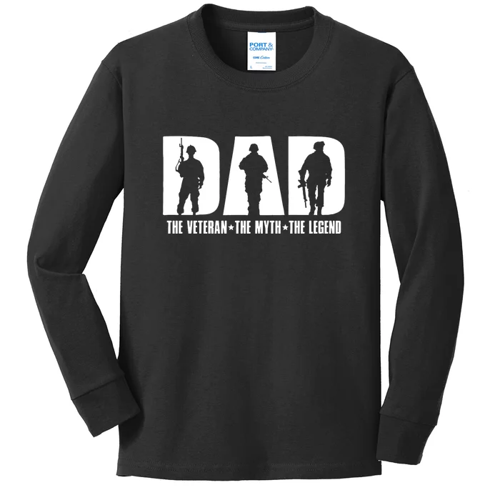 Dad Veteran The Myth The Legend Fathers Day Dad Gifts Kids Long Sleeve Shirt