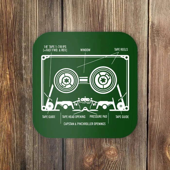 Diagram Vintage Tape Blueprint Coaster