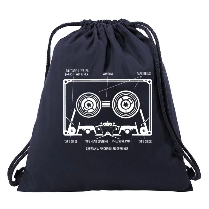 Diagram Vintage Tape Blueprint Drawstring Bag