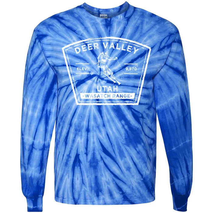 Deer Valley Utah Snow Skiing Gift Tie-Dye Long Sleeve Shirt