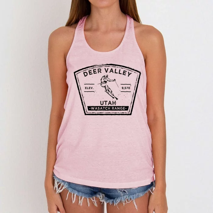 Deer Valley Utah Snow Skiing Gift Women's Knotted Racerback Tank