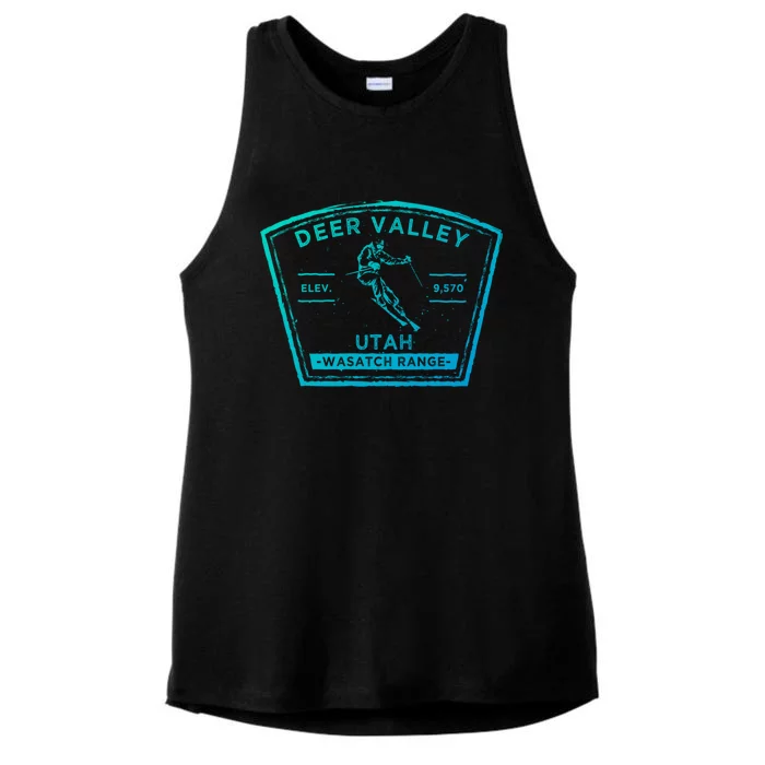 Deer Valley Utah Snow Skiing Gift Ladies Tri-Blend Wicking Tank