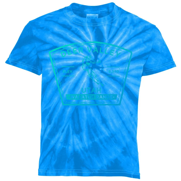 Deer Valley Utah Snow Skiing Gift Kids Tie-Dye T-Shirt