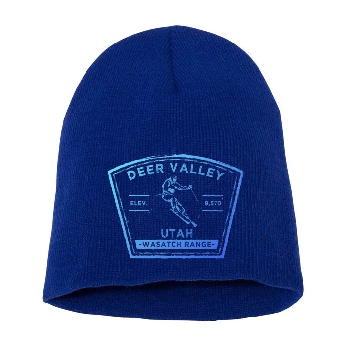 Deer Valley Utah Snow Skiing Gift Short Acrylic Beanie