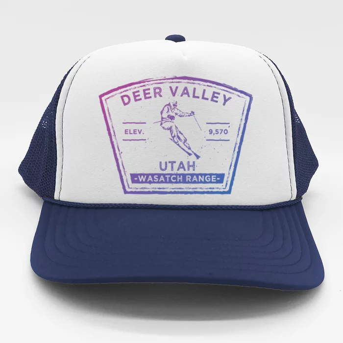 Deer Valley Utah Snow Skiing Gift Trucker Hat