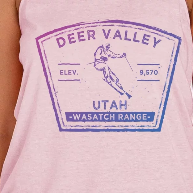 Deer Valley Utah Snow Skiing Gift Women's Knotted Racerback Tank