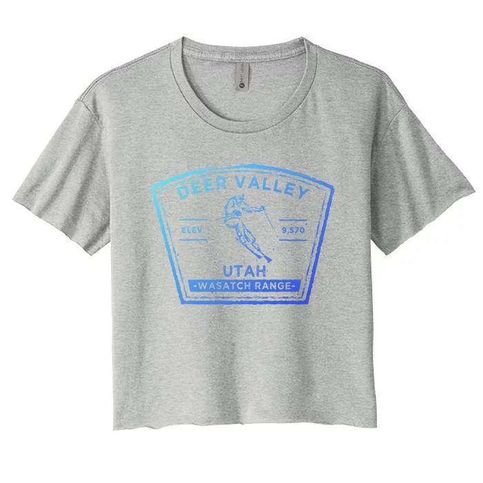 Deer Valley Utah Snow Skiing Gift Women's Crop Top Tee