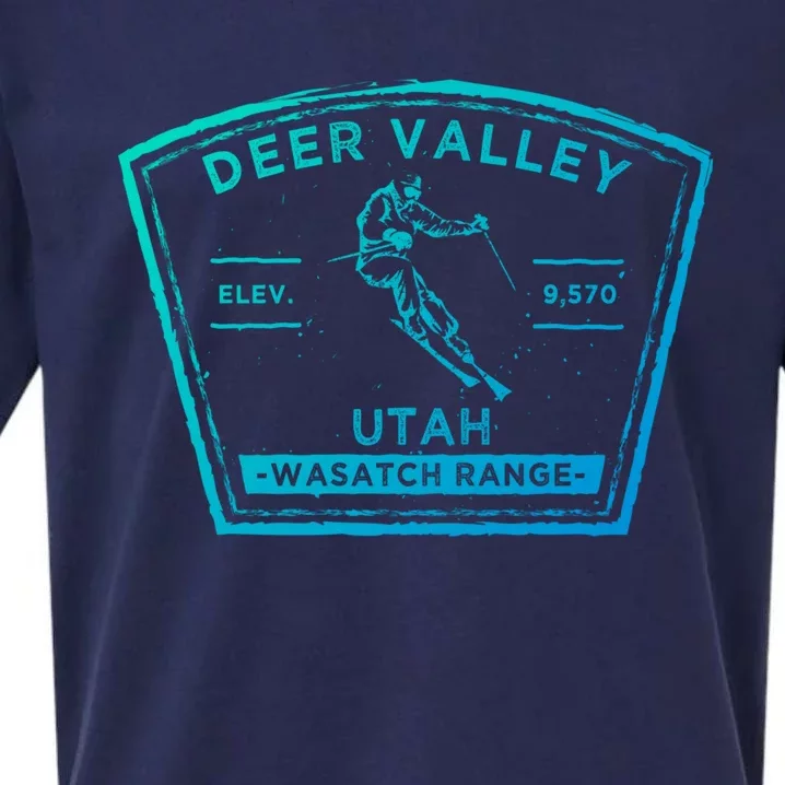 Deer Valley Utah Snow Skiing Gift Sueded Cloud Jersey T-Shirt