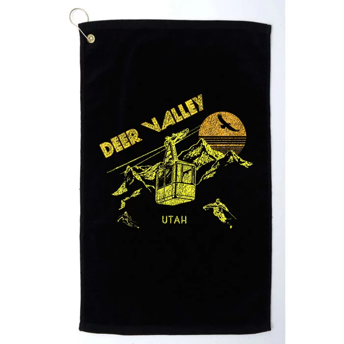 Deer Valley Utah Retro Skiing Platinum Collection Golf Towel