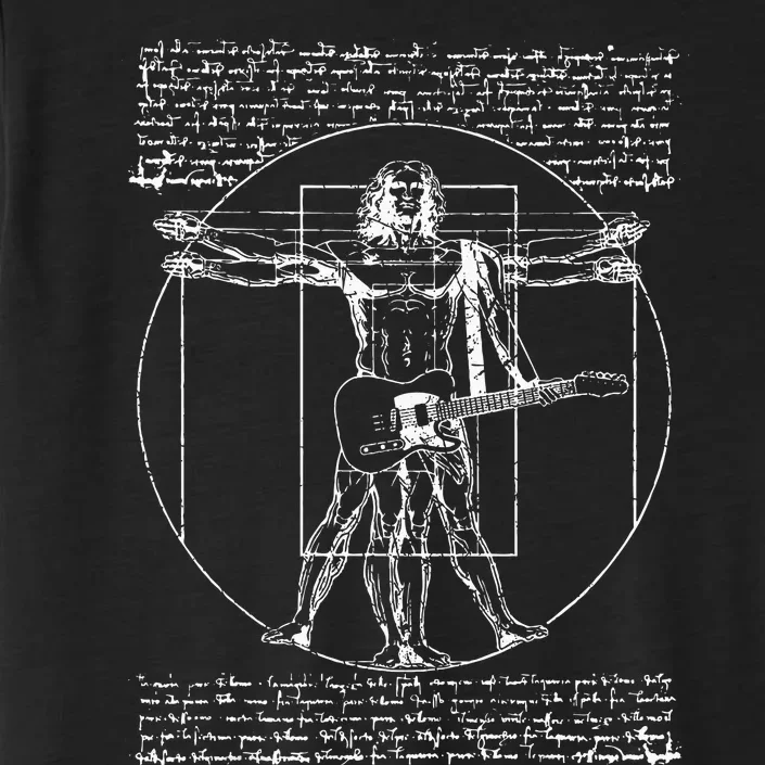 Da Vinci Vitruvian Guitar Man Rock Music Fan Rock N Roll ChromaSoft Performance T-Shirt