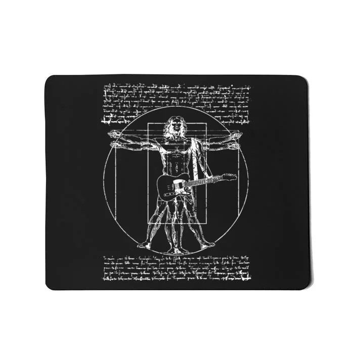 Da Vinci Vitruvian Guitar Man Rock Music Fan Rock N Roll Mousepad