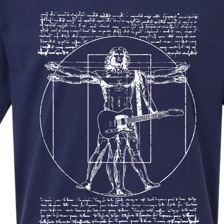 Da Vinci Vitruvian Guitar Man Rock Music Fan Rock N Roll Sueded Cloud Jersey T-Shirt