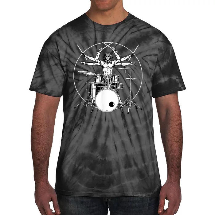 Da Vinci Vitruvian Man Drummer Tie-Dye T-Shirt